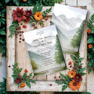 Invitación Rustic Country Style Mountains & Forest Landscape