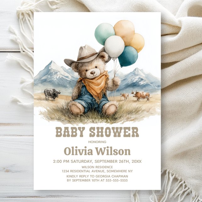 Invitación Rustic Country Teddy Bear Baby Shower Invitation (Subido por el creador)