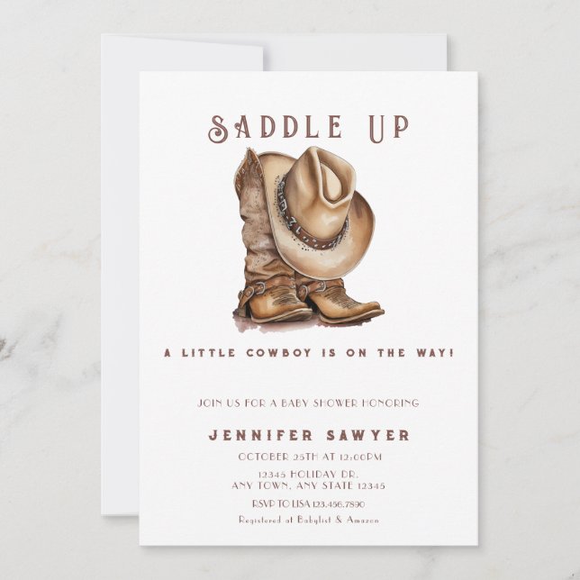Invitación Rustic Country Western Cowboy Baby Shower (Anverso)