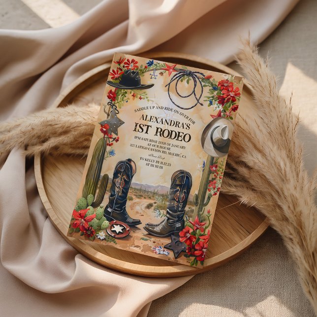 Invitación Rustic Cowboy 1st Rodeo Birthday (Subido por el creador)