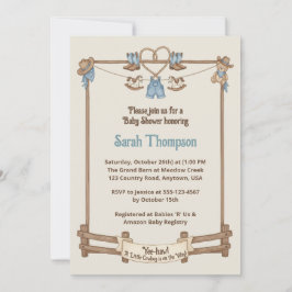 Invitación Rustic Cowboy Clothesline Boy Baby Shower