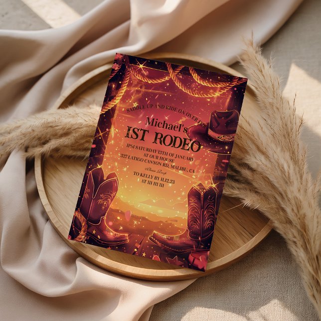 Invitación Rustic Cowboy Rodeo 1st Birthday (Subido por el creador)