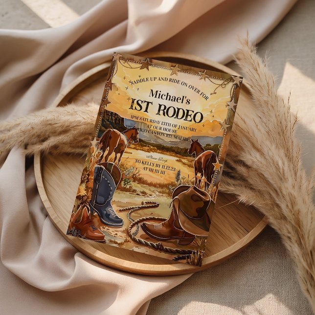 Invitación Rustic Cowboy Rodeo 1st Birthday Theme (Subido por el creador)