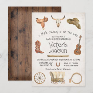 Invitación Rustic Cowboy Western Baby Shower