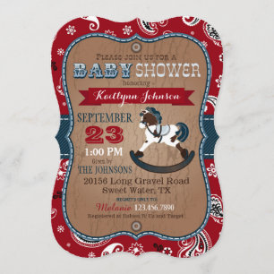 Invitación Rustic Cowboy Western Rockefeller Horse Baby Showe