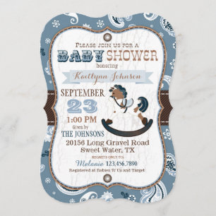Invitación Rustic Cowboy Western Rockefeller Horse Baby Showe