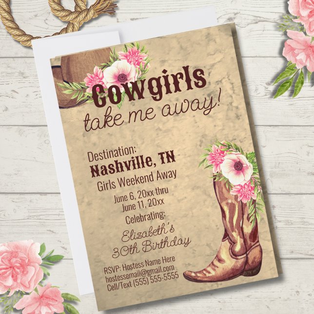 Invitación Rustic Cowgirl 30 años Nashville (Subido por el creador)