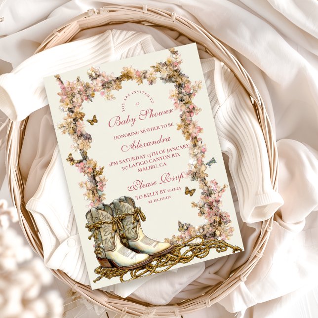 Invitación Rustic Cowgirl Boots Baby Shower (Subido por el creador)