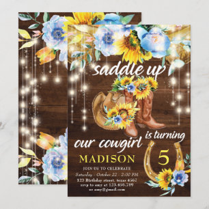 Invitación Rustic Cowgirl Boots Boots Floral String Lights Cu