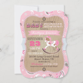 Invitación Rustic Cowgirl Western Rocky Horse Baby Shower