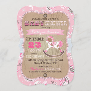 Invitación Rustic Cowgirl Western Rocky Horse Baby Shower