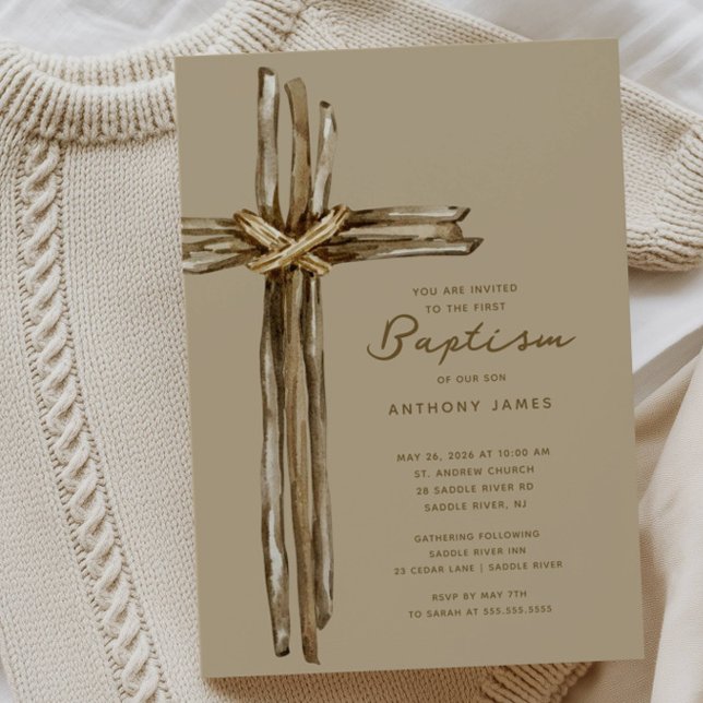Invitación Rustic Cross Baptism (Subido por el creador)