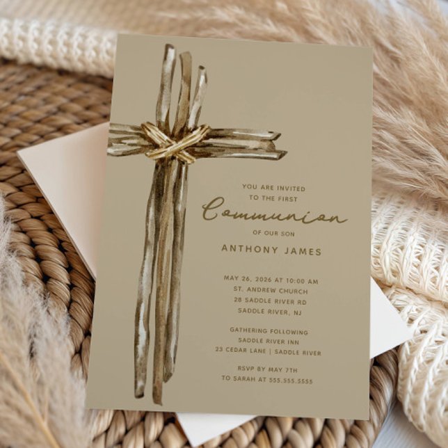 Invitación Rustic Cross Communion (Subido por el creador)