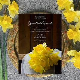 Invitación Rustic Daffodils Barn Wood Country Spring Wedding