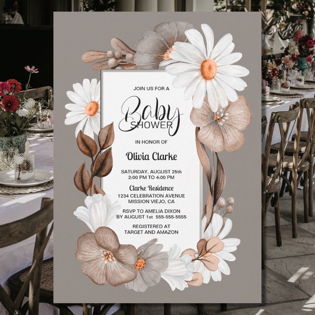 Invitación Rustic Daisy Floral Baby Shower (Subido por el creador)