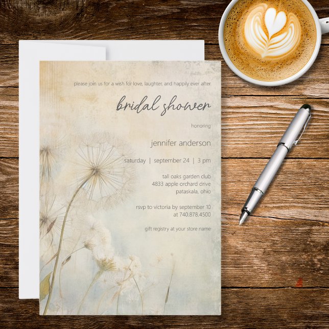 Invitación Rustic Dandelion Bridal Shower Invitation (Subido por el creador)