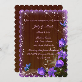Invitación Rustic Dark Wood Purple Floral Engagement Party