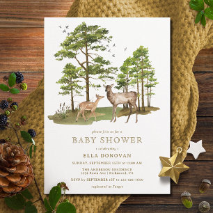 Invitación Rustic Deer Fawn Neutral Woodland Baby Shower