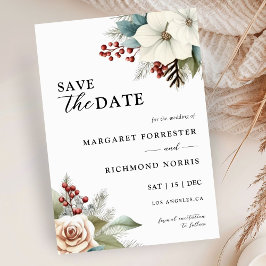 Invitación Rustic Dusty Blue Floral Winter Wedding