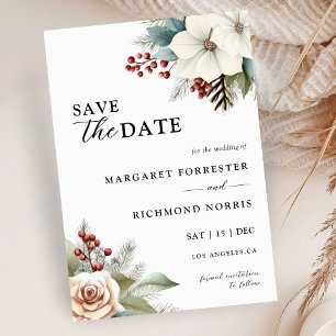 Invitación Rustic Dusty Blue Floral Winter Wedding
