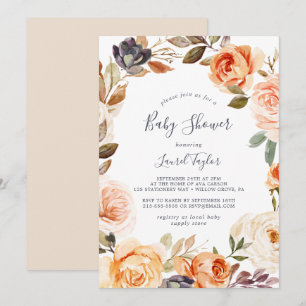 Invitación Rustic Earth Florals Baby Shower