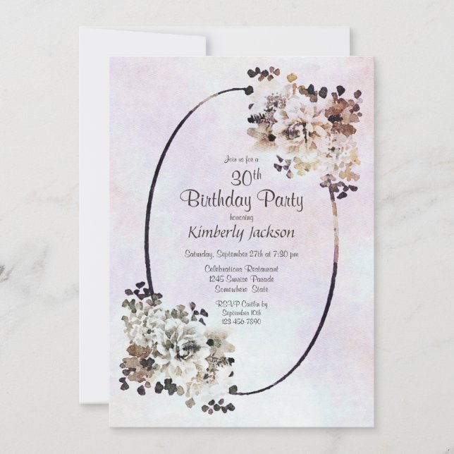 Invitación Rustic Earthy Floral 30 cumpleaños Fiesta (Anverso)