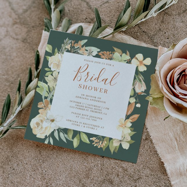Invitación Rustic Earthy Soft Peach Floral Sage Bridal Shower (Subido por el creador)
