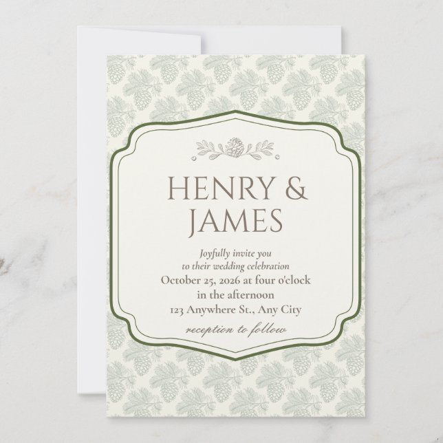 Invitación Rustic Elegance Fall Pinecone (Anverso)