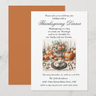 Invitación Rustic Elegance Family Friends Día de Acción de Gr