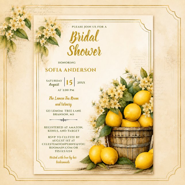 Invitación Rustic Elegance Lemon Grove Despedida de Soltera | (Subido por el creador)