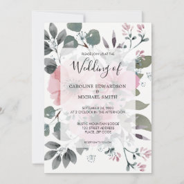 Invitación Rustic elegant botanical watercolor floral Wedding