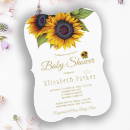 Invitación Rustic elegant gold sunflowers summer baby shower