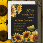 Invitación Rustic Elegant Sunflowers Black 30 cumpleaños<br><div class="desc">Rústica y elegante invitación a la fiesta de cumpleaños número 30 con girasoles amarillos en un fondo negro. Contáctame para obtener ayuda con tus personalizaciones o para solicitar productos adicionales de correspondencias o coordinación de Zazzle para tu celebración.</div>