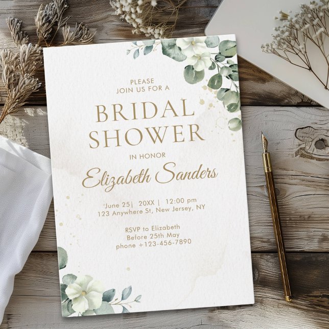 Invitación Rustic Eucalyptus Greenery Elegant Bridal Shower (Subido por el creador)