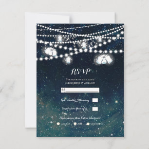 Invitación Rustic Evening Sky Mason Jar enciende boda RSVP
