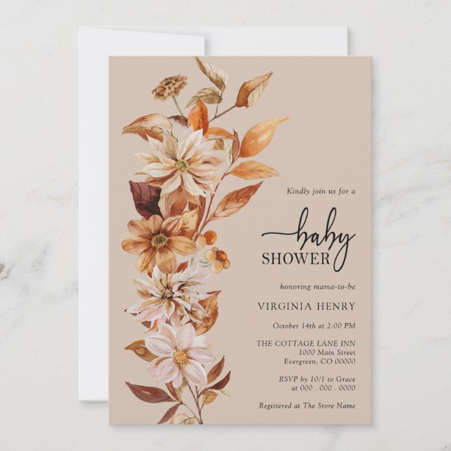 Invitación Rustic Fall a Baby Shower (Anverso)