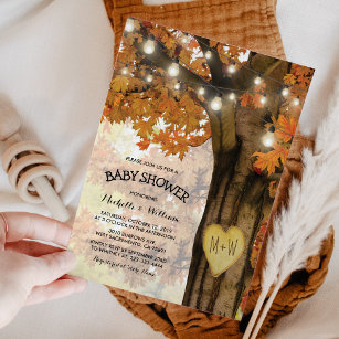 Invitación Rustic Fall Autumn Tree Backyard Baby Shower