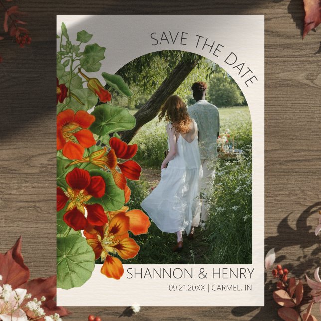 Invitación Rustic Fall Floral Modern Wedding Save the Date (Invite guests to your big day with this Rustic Fall Floral Modern Wedding Save the Date!)
