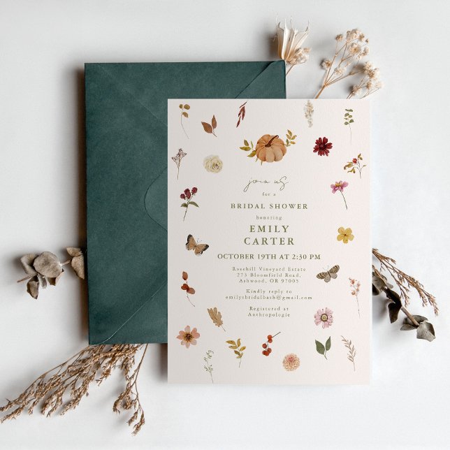 Invitación Rustic Fall Pumpkin Floral Bridal Shower (Subido por el creador)