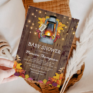 Invitación Rustic Fall String Twinkle Lights Baby Shower