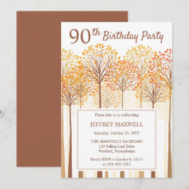 Invitación Rustic Fall Trees Terracotta 90 cumpleaños