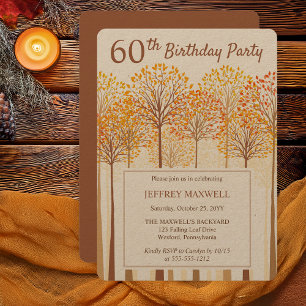 Invitación Rustic Fall Trees Terracotta Fiesta de cumpleaños