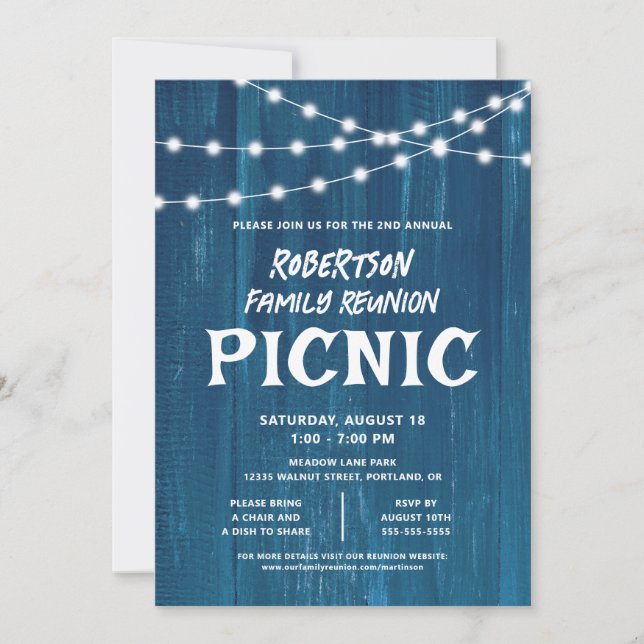 Invitación Rustic Family Reunion Picnic (Anverso)