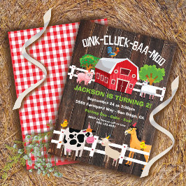 Invitación Rustic Farm Animals Birthday Party Invitation