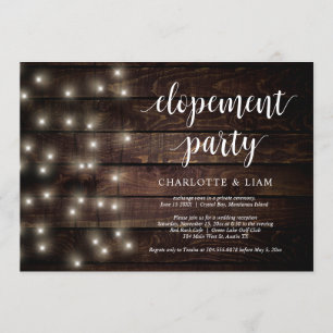 Invitación Rustic Farm String Light, Fiesta de Elopement Boda