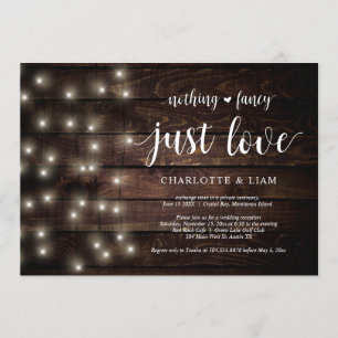Invitación Rustic Farm String Light, Fiesta de Elopement Boda