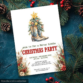 Invitación Rustic farmhouse Christmas party invitation