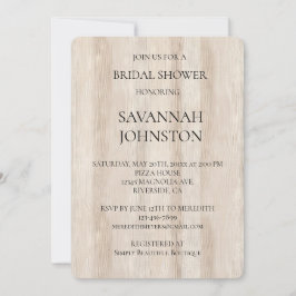 Invitación Rustic Faux Cream White Wood Bridal Shower