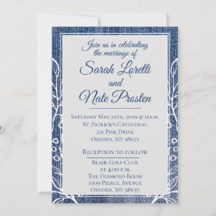 Invitación Rustic Faux Jean con Laurel Boda