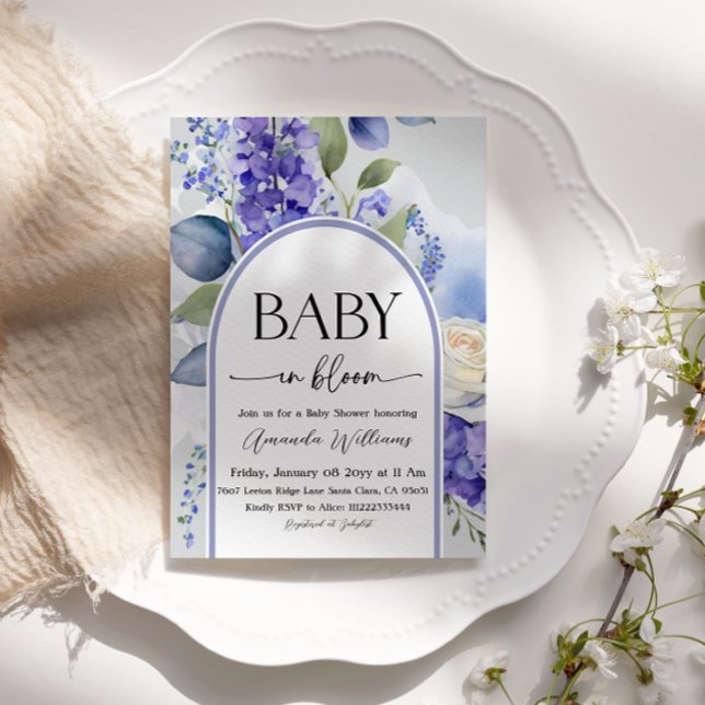 Invitación Rustic Floral Blue Baby in Bloom Boy Baby Shower (Subido por el creador)